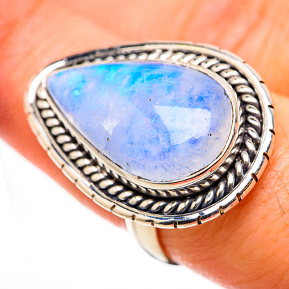 Rainbow Moonstone Rings handcrafted by Ana Silver Co - RING131130