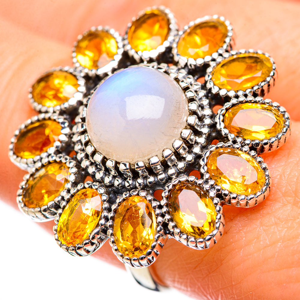 Rainbow Moonstone Rings handcrafted by Ana Silver Co - RING131134