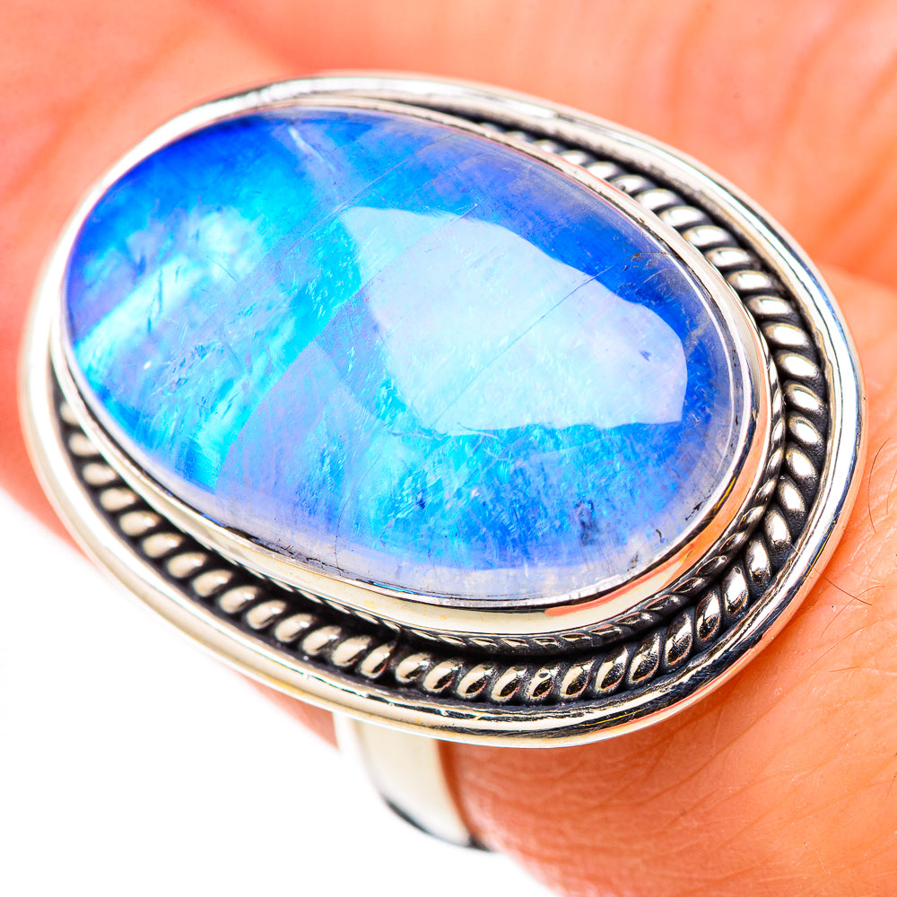 Rainbow Moonstone Rings handcrafted by Ana Silver Co - RING131140