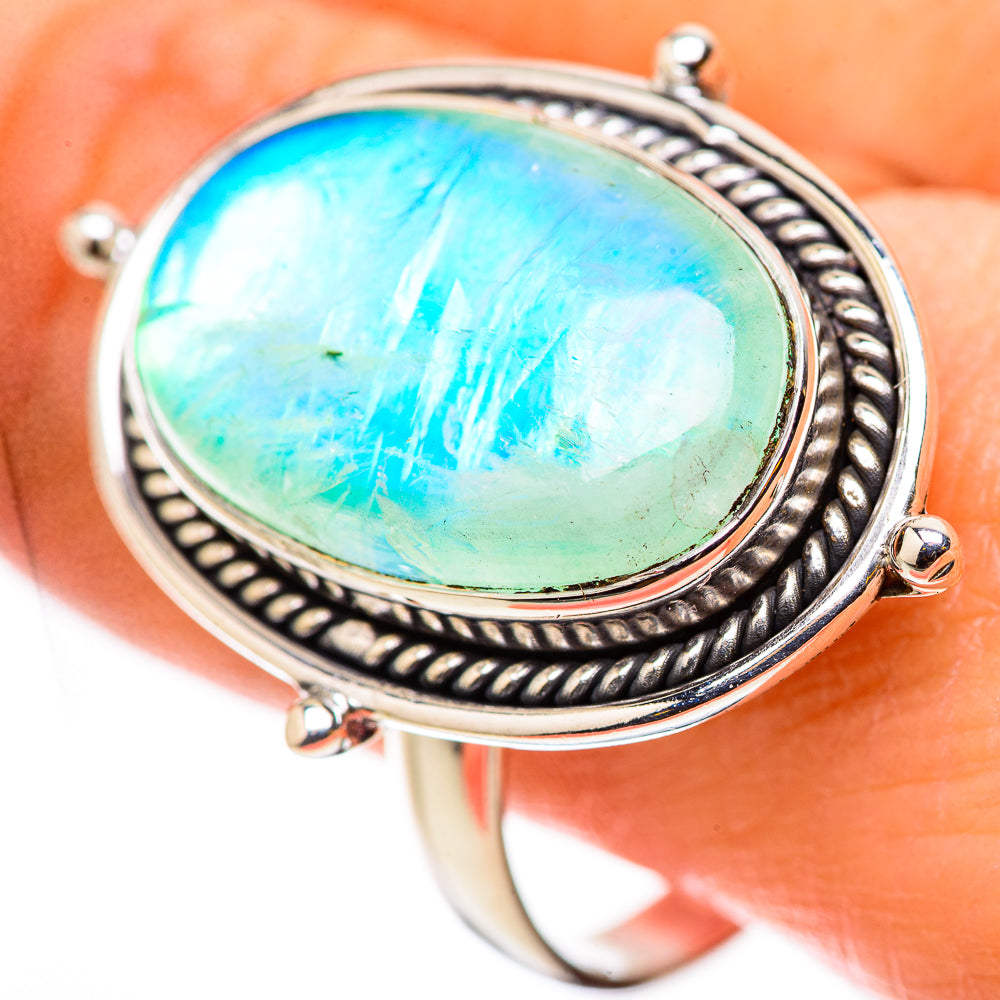 Green Moonstone Rings handcrafted by Ana Silver Co - RING131141