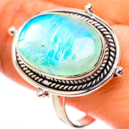 Green Moonstone Rings handcrafted by Ana Silver Co - RING131141
