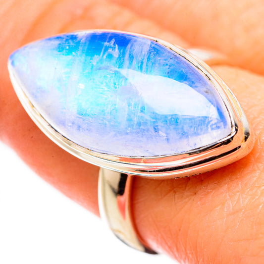 Rainbow Moonstone Rings handcrafted by Ana Silver Co - RING131145