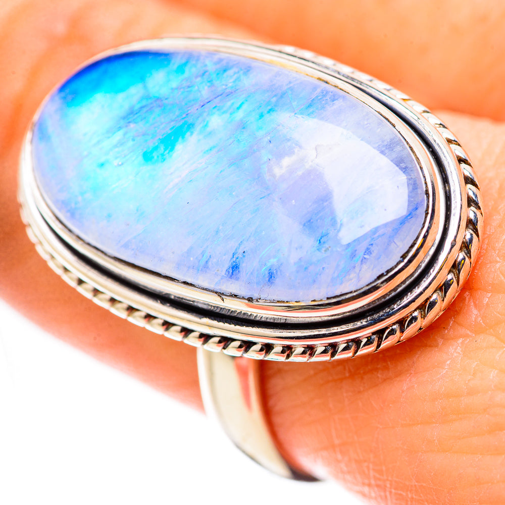 Rainbow Moonstone Rings handcrafted by Ana Silver Co - RING131146
