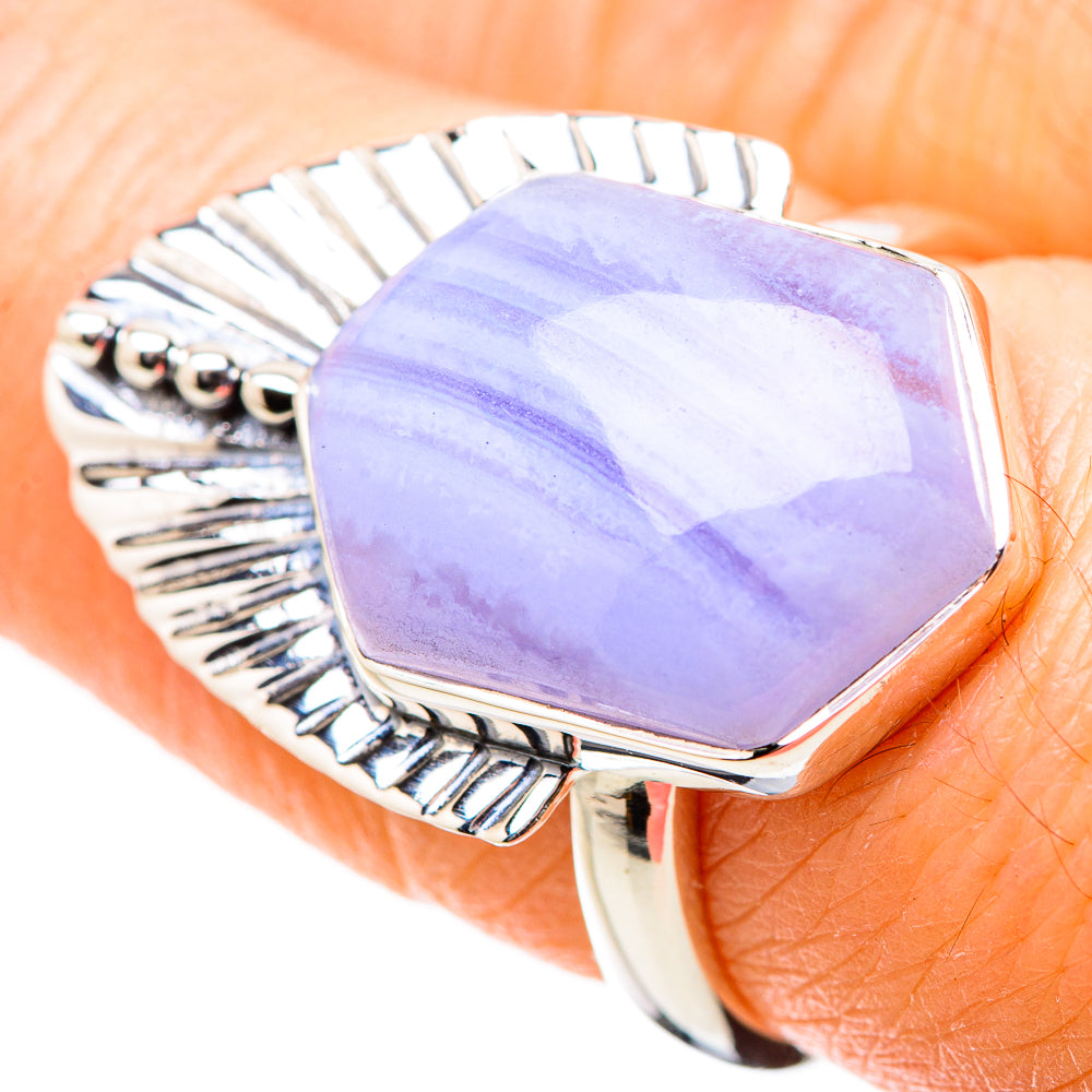 Blue Lace Agate Rings handcrafted by Ana Silver Co - RING131168