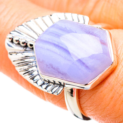 Blue Lace Agate Rings handcrafted by Ana Silver Co - RING131168
