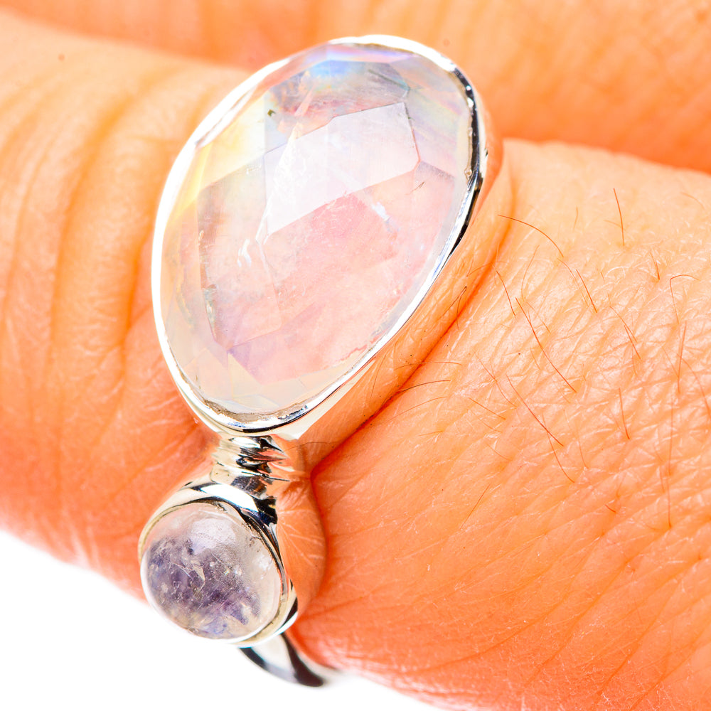 Rainbow Moonstone Rings handcrafted by Ana Silver Co - RING131169