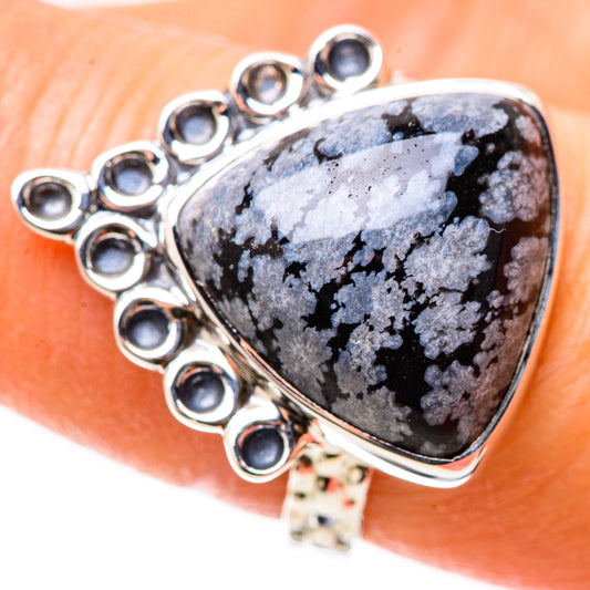 Snowflake Obsidian Rings handcrafted by Ana Silver Co - RING131172