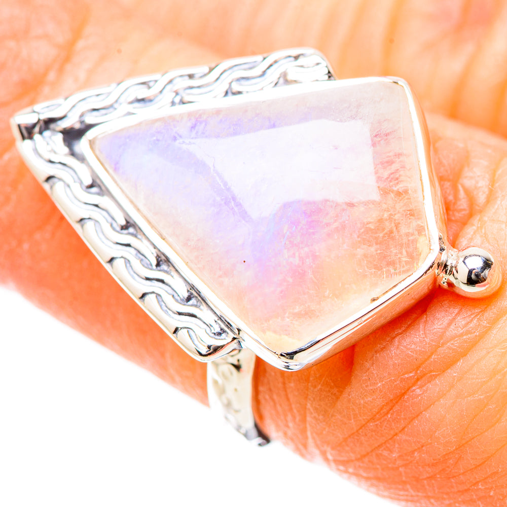 Rainbow Moonstone Rings handcrafted by Ana Silver Co - RING131185