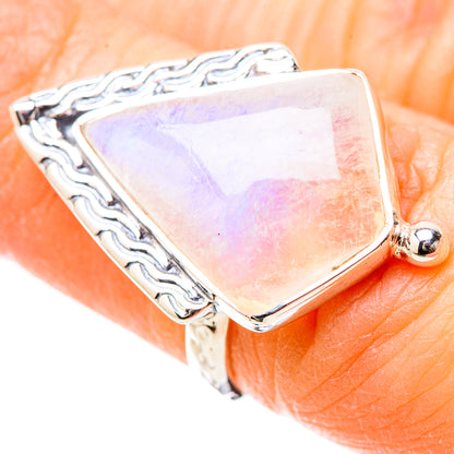 Rainbow Moonstone Rings handcrafted by Ana Silver Co - RING131185