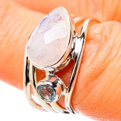 Rainbow Moonstone Rings handcrafted by Ana Silver Co - RING131186