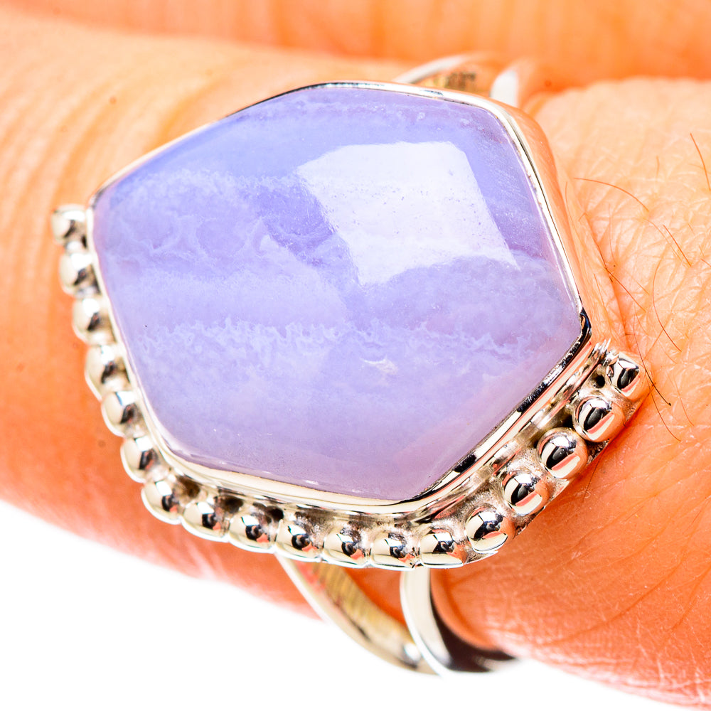 Blue Lace Agate Rings handcrafted by Ana Silver Co - RING131188