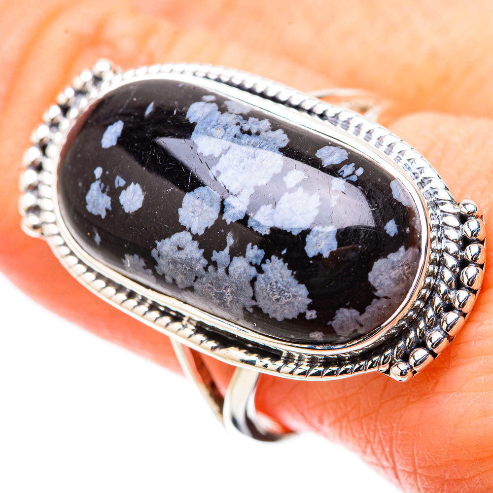 Snowflake Obsidian Rings handcrafted by Ana Silver Co - RING131203
