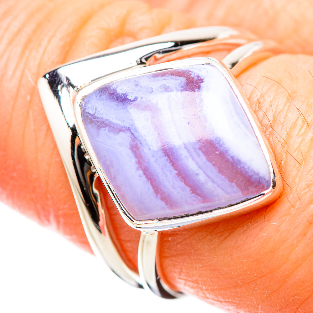 Blue Lace Agate Rings handcrafted by Ana Silver Co - RING131205