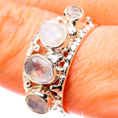 Rainbow Moonstone Rings handcrafted by Ana Silver Co - RING131206