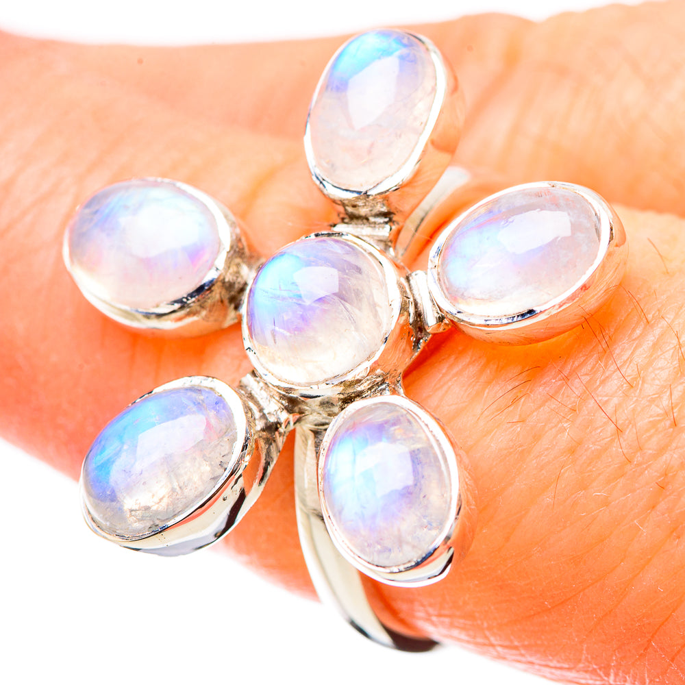 Rainbow Moonstone Rings handcrafted by Ana Silver Co - RING131207