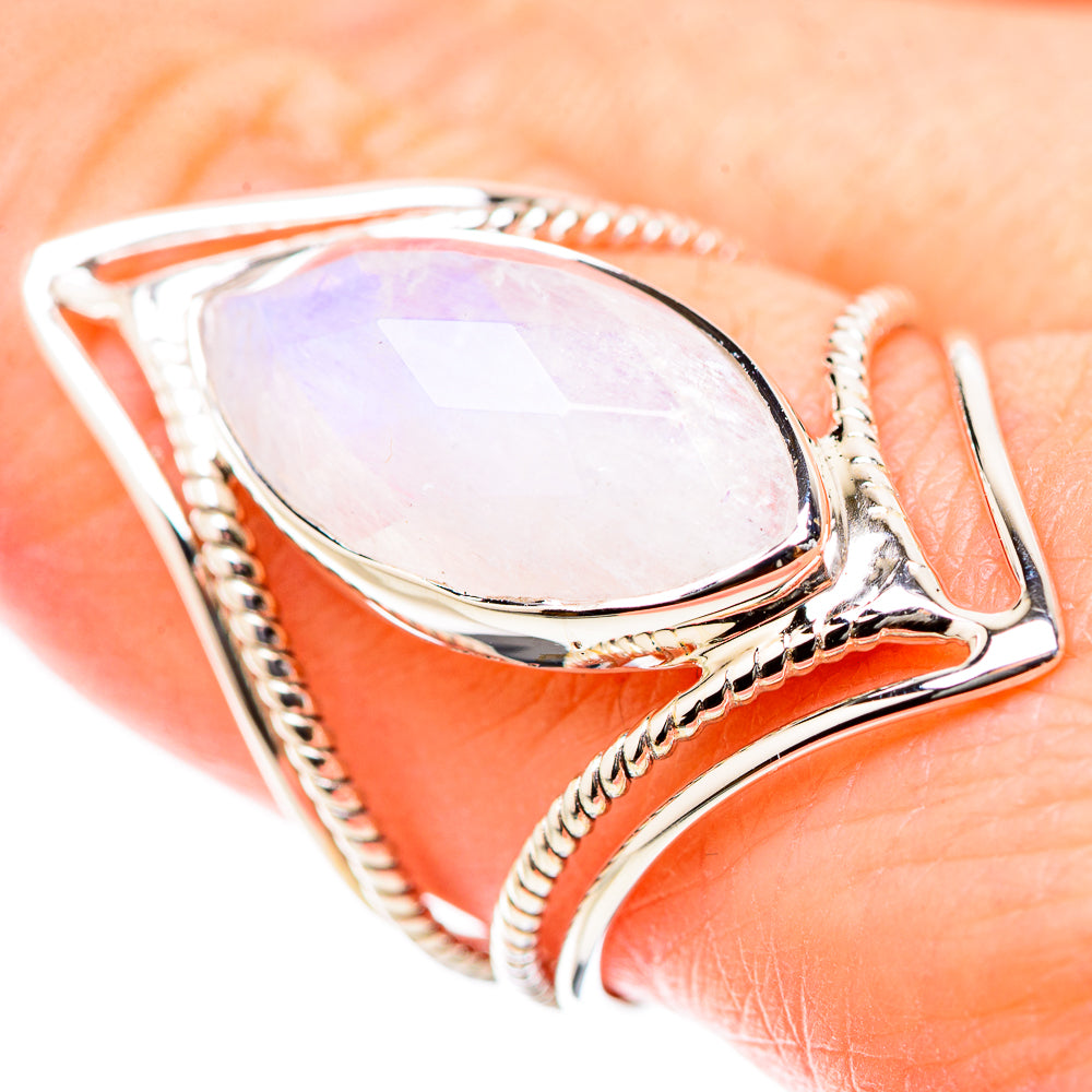 Rainbow Moonstone Rings handcrafted by Ana Silver Co - RING131225