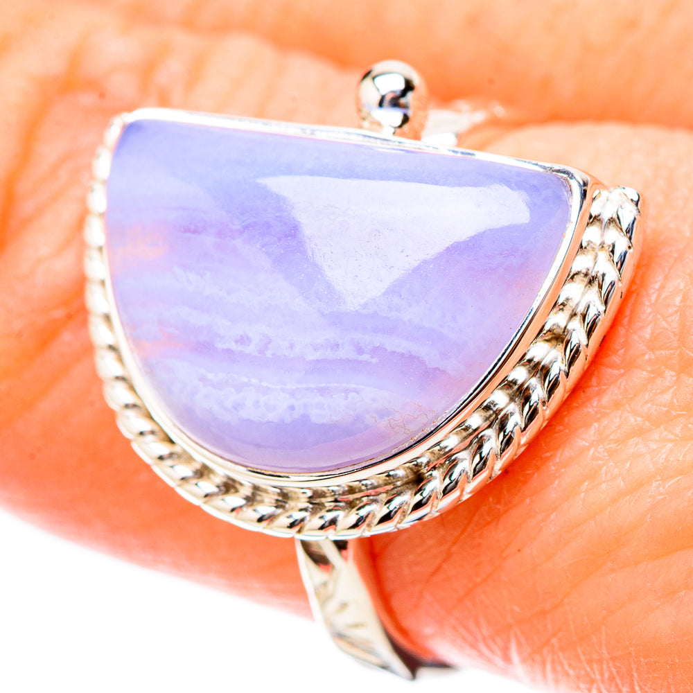 Blue Lace Agate Rings handcrafted by Ana Silver Co - RING131226