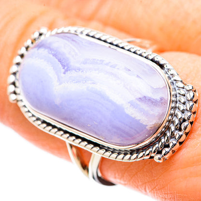 Blue Lace Agate Rings handcrafted by Ana Silver Co - RING131234