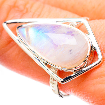 Rainbow Moonstone Rings handcrafted by Ana Silver Co - RING131235