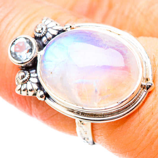 Rainbow Moonstone Rings handcrafted by Ana Silver Co - RING131241