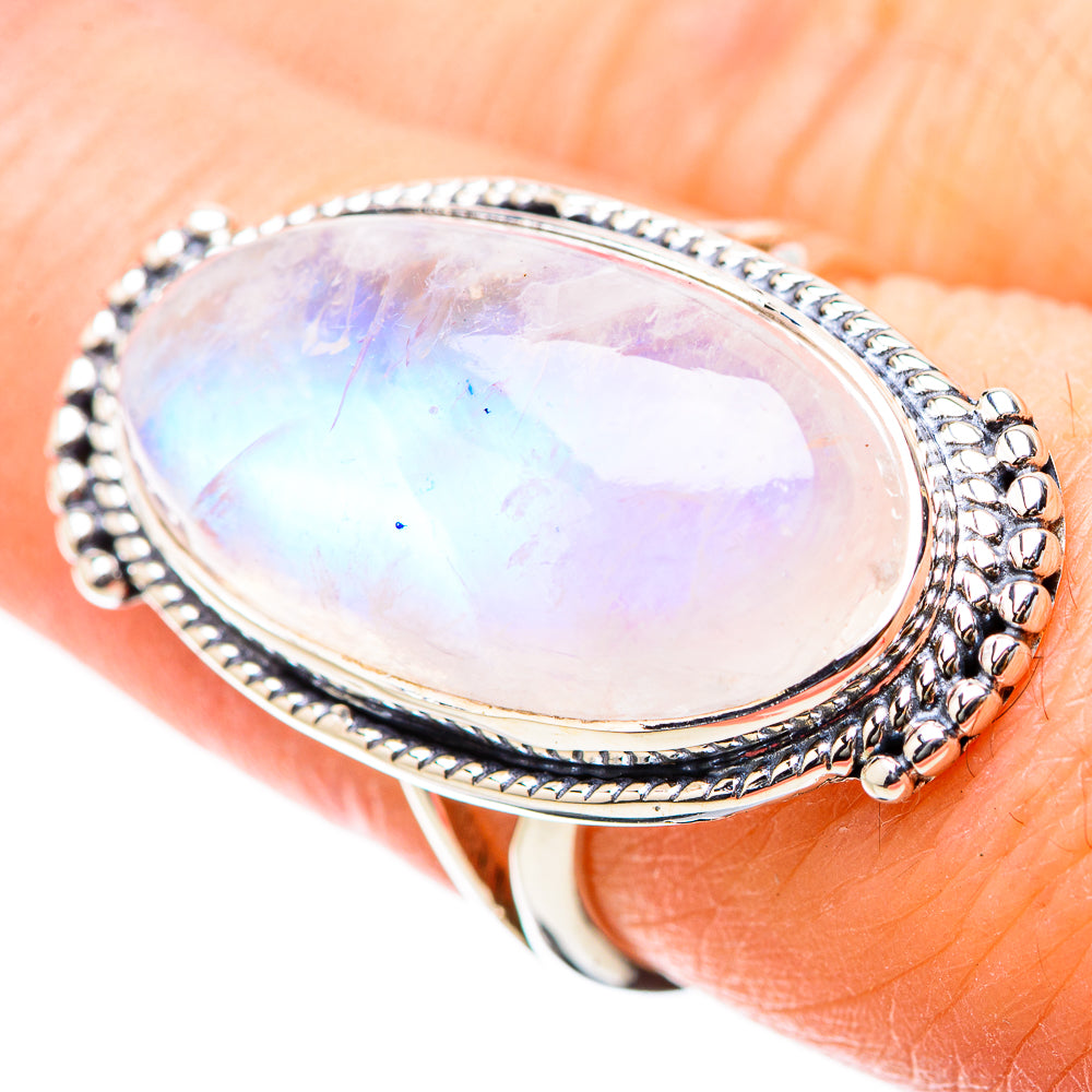 Rainbow Moonstone Rings handcrafted by Ana Silver Co - RING131242