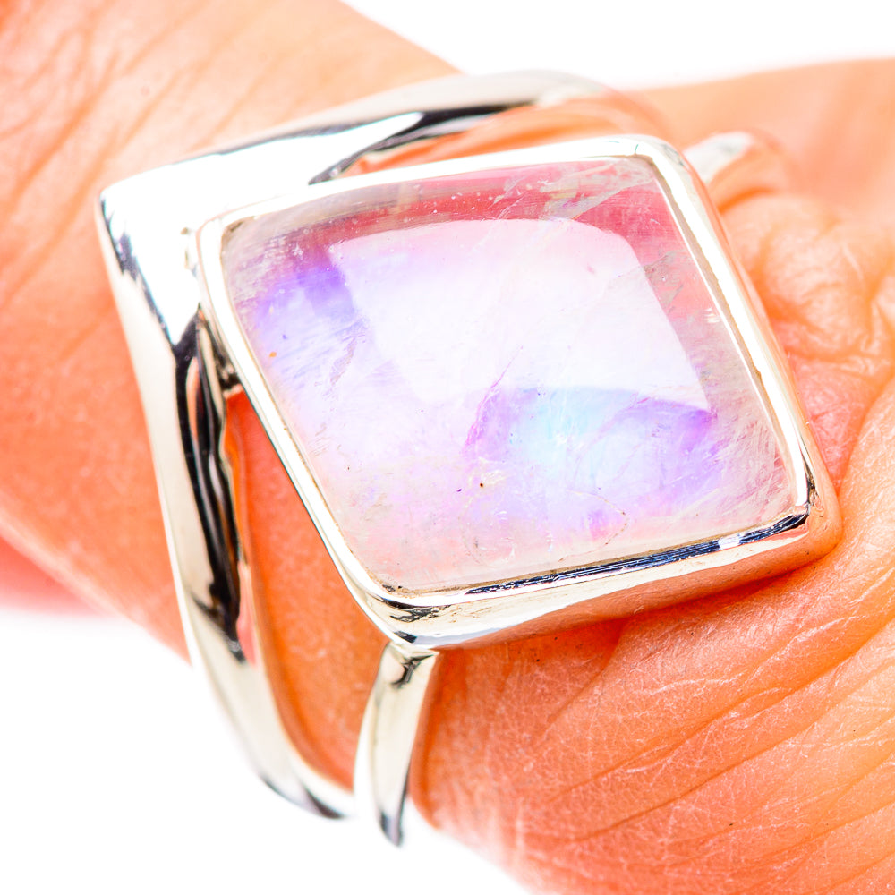 Rainbow Moonstone Rings handcrafted by Ana Silver Co - RING131243