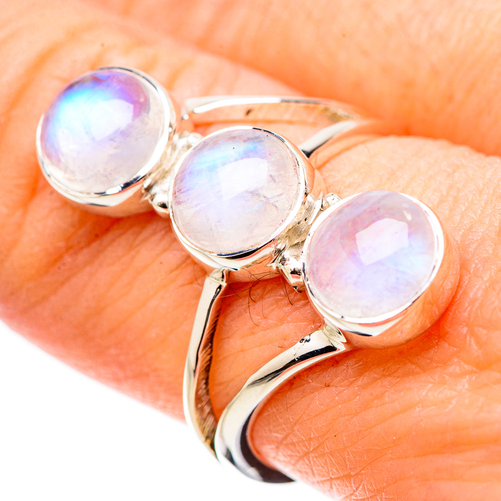 Rainbow Moonstone Rings handcrafted by Ana Silver Co - RING131244