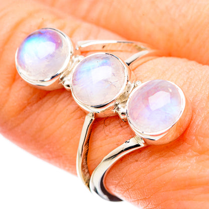 Rainbow Moonstone Rings handcrafted by Ana Silver Co - RING131244