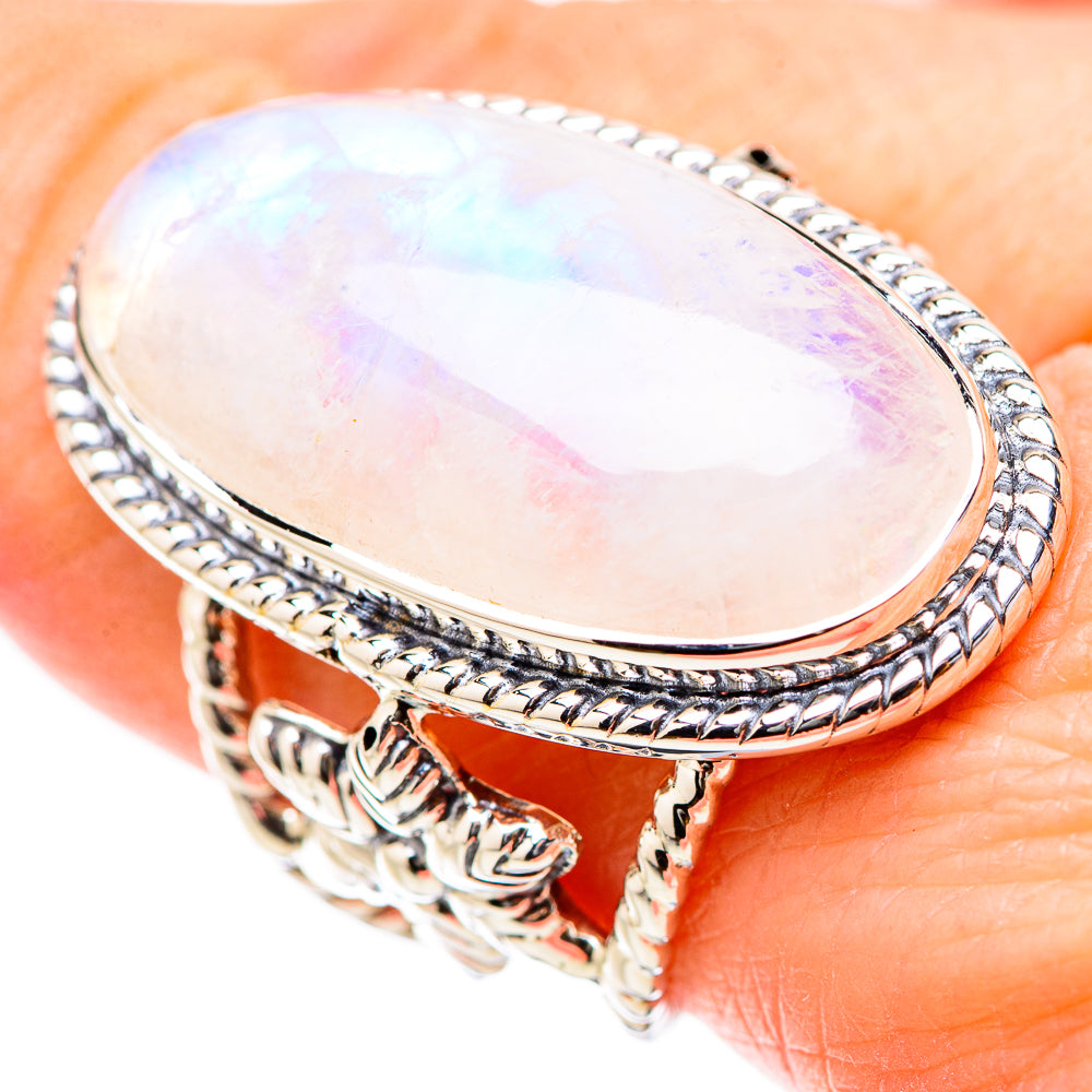Rainbow Moonstone Rings handcrafted by Ana Silver Co - RING131246