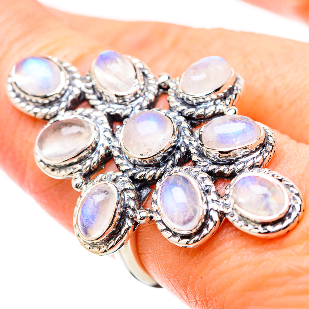 Rainbow Moonstone Rings handcrafted by Ana Silver Co - RING131247