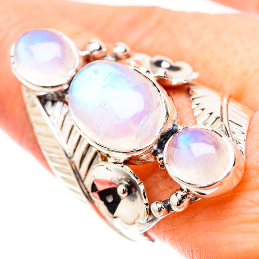 Rainbow Moonstone Rings handcrafted by Ana Silver Co - RING131265