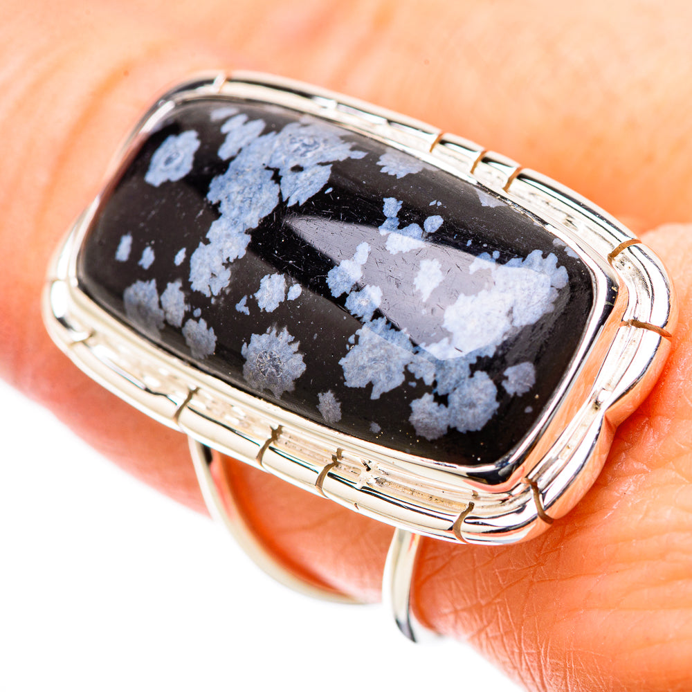 Snowflake Obsidian Rings handcrafted by Ana Silver Co - RING131283