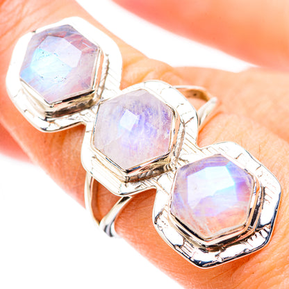 Rainbow Moonstone Rings handcrafted by Ana Silver Co - RING131306