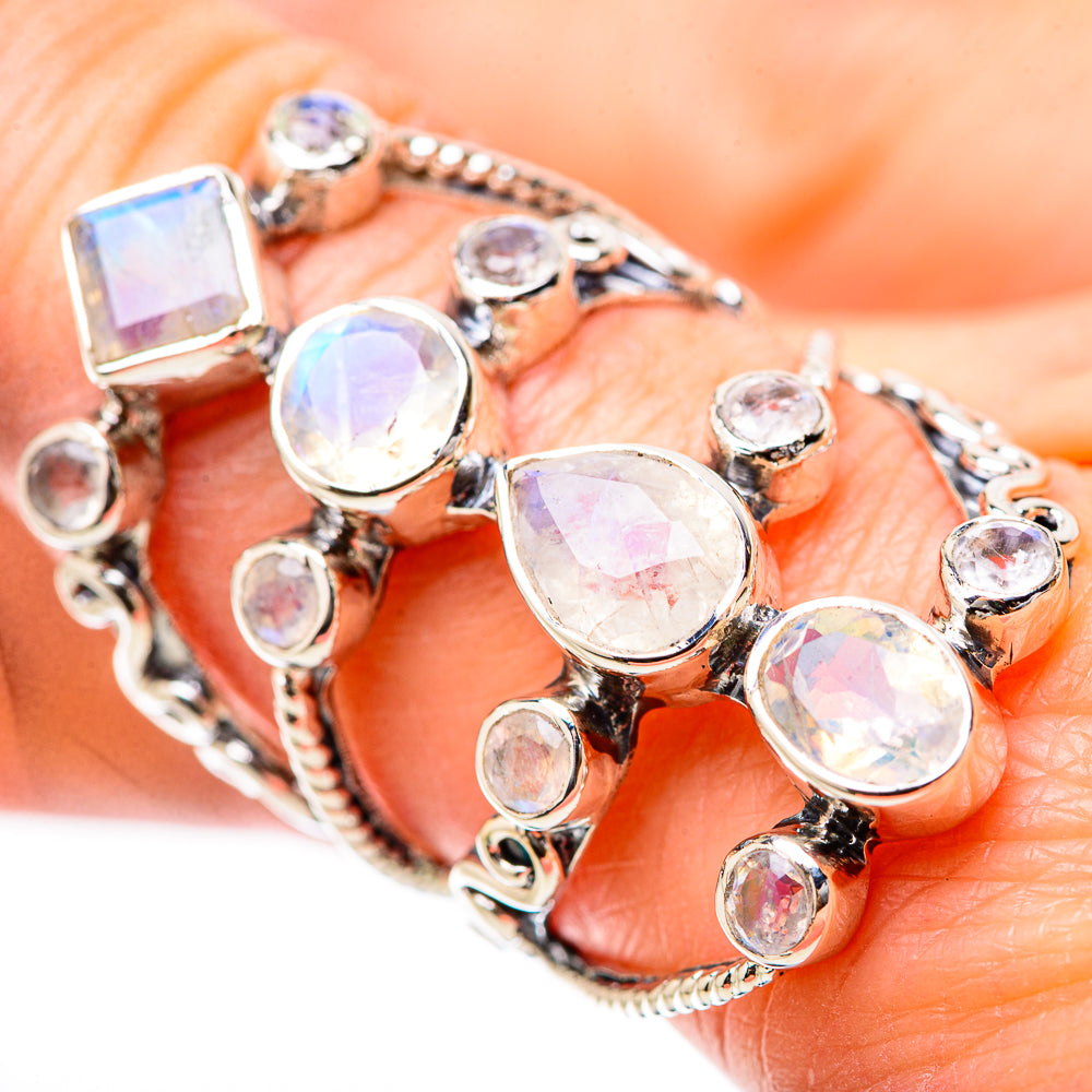 Rainbow Moonstone Rings handcrafted by Ana Silver Co - RING131307