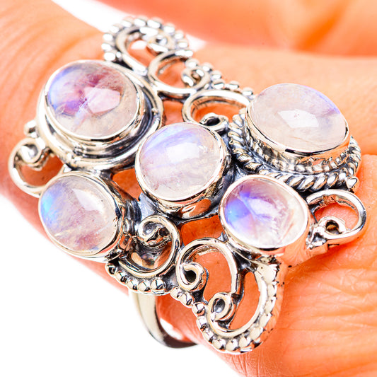 Rainbow Moonstone Rings handcrafted by Ana Silver Co - RING131308