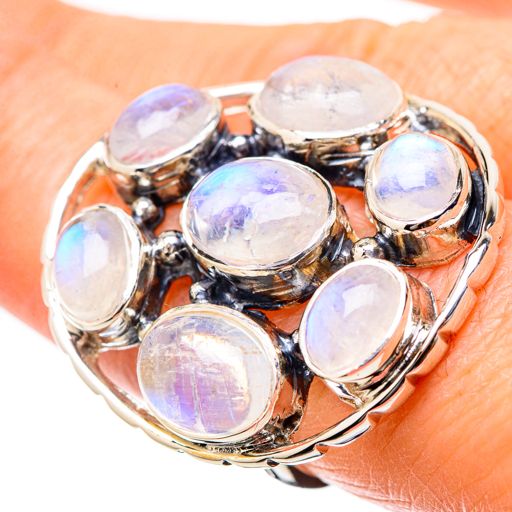 Rainbow Moonstone Rings handcrafted by Ana Silver Co - RING131309