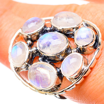 Rainbow Moonstone Rings handcrafted by Ana Silver Co - RING131309