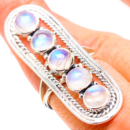 Rainbow Moonstone Rings handcrafted by Ana Silver Co - RING131317