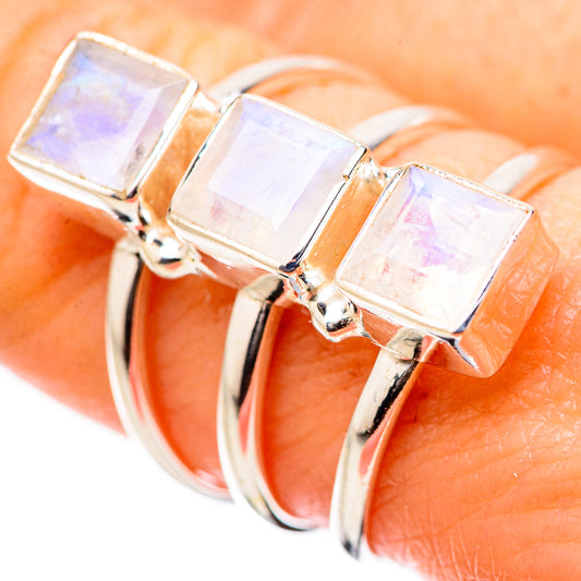 Rainbow Moonstone Rings handcrafted by Ana Silver Co - RING131338
