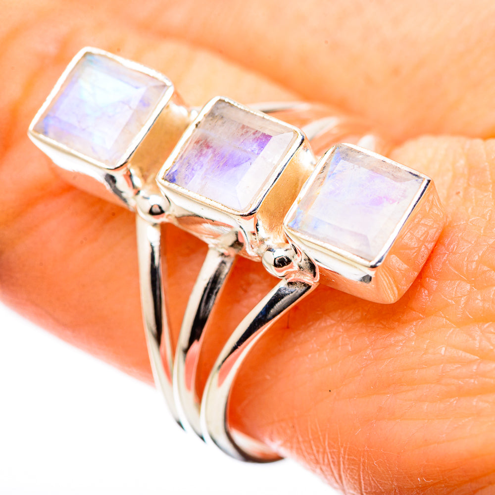 Rainbow Moonstone Rings handcrafted by Ana Silver Co - RING131352