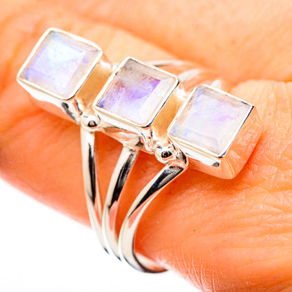 Rainbow Moonstone Rings handcrafted by Ana Silver Co - RING131352