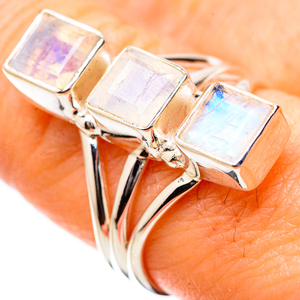 Rainbow Moonstone Rings handcrafted by Ana Silver Co - RING131365