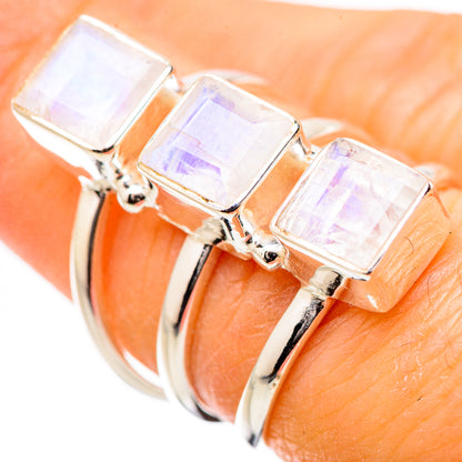 Rainbow Moonstone Rings handcrafted by Ana Silver Co - RING131366
