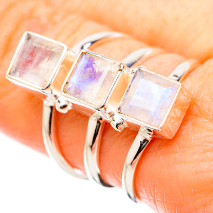 Rainbow Moonstone Rings handcrafted by Ana Silver Co - RING131383
