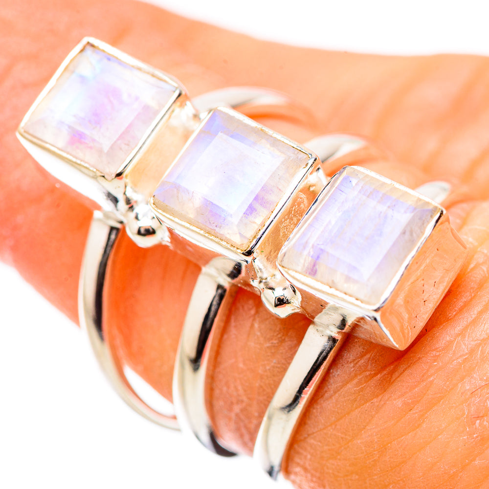Rainbow Moonstone Rings handcrafted by Ana Silver Co - RING131387