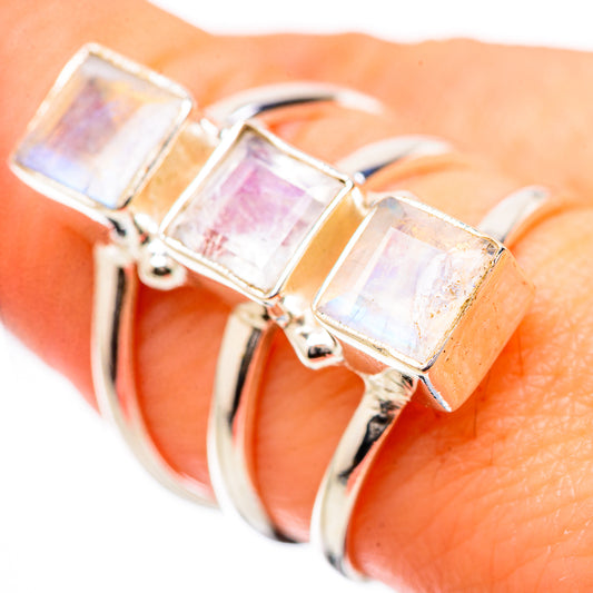 Rainbow Moonstone Rings handcrafted by Ana Silver Co - RING131390