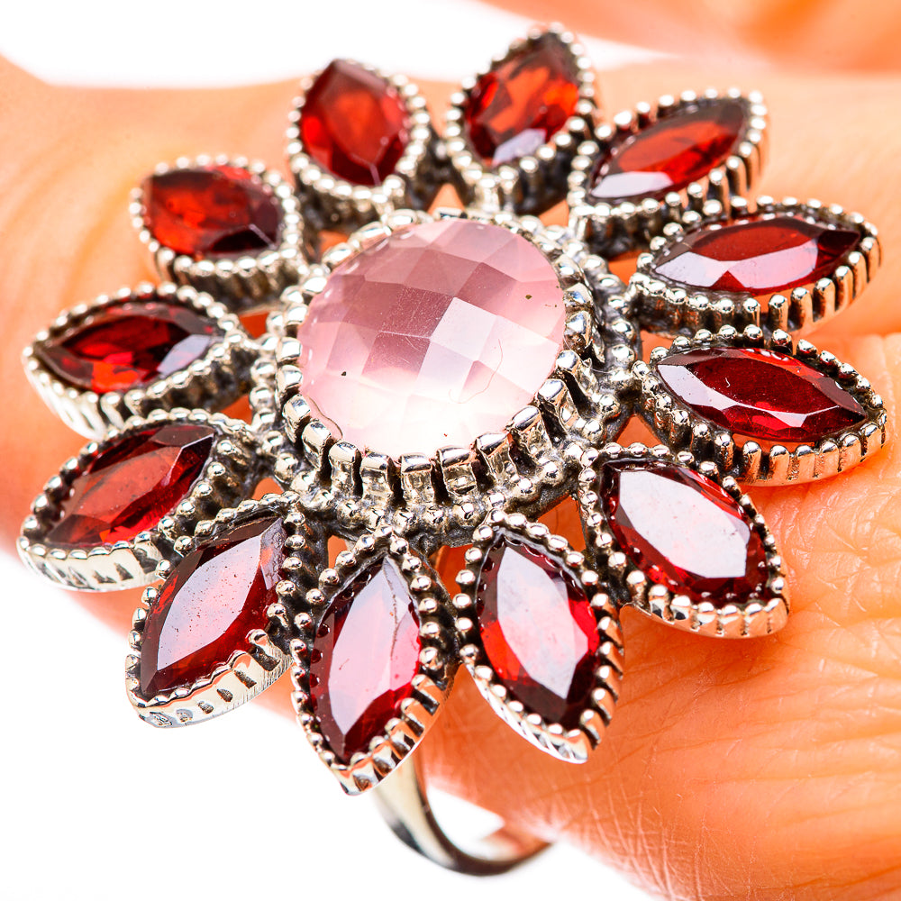 Rose Quartz Rings handcrafted by Ana Silver Co - RING131423