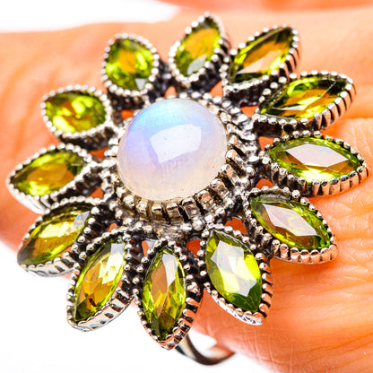Rainbow Moonstone Rings handcrafted by Ana Silver Co - RING131433
