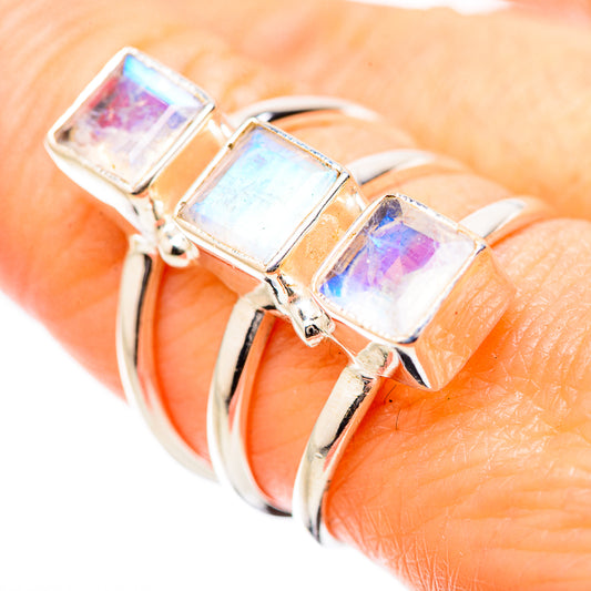 Rainbow Moonstone Rings handcrafted by Ana Silver Co - RING131438