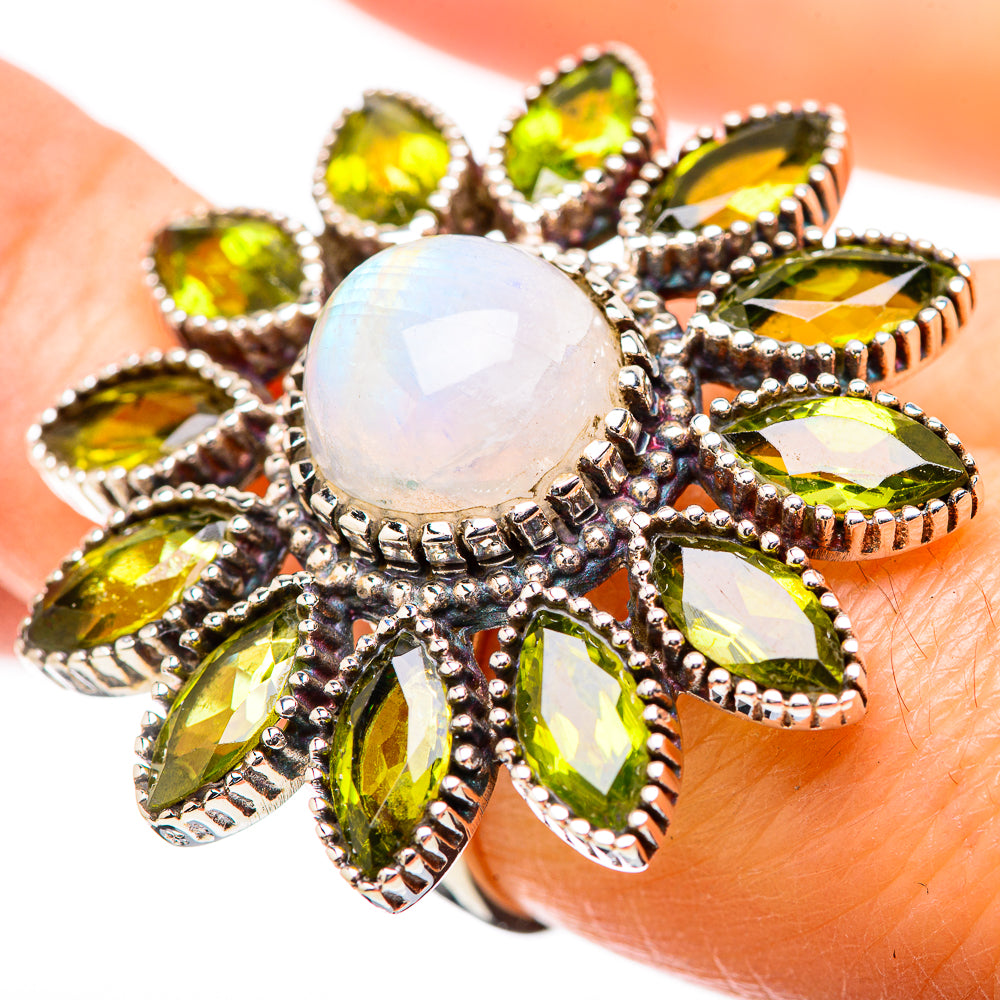 Rainbow Moonstone Rings handcrafted by Ana Silver Co - RING131447